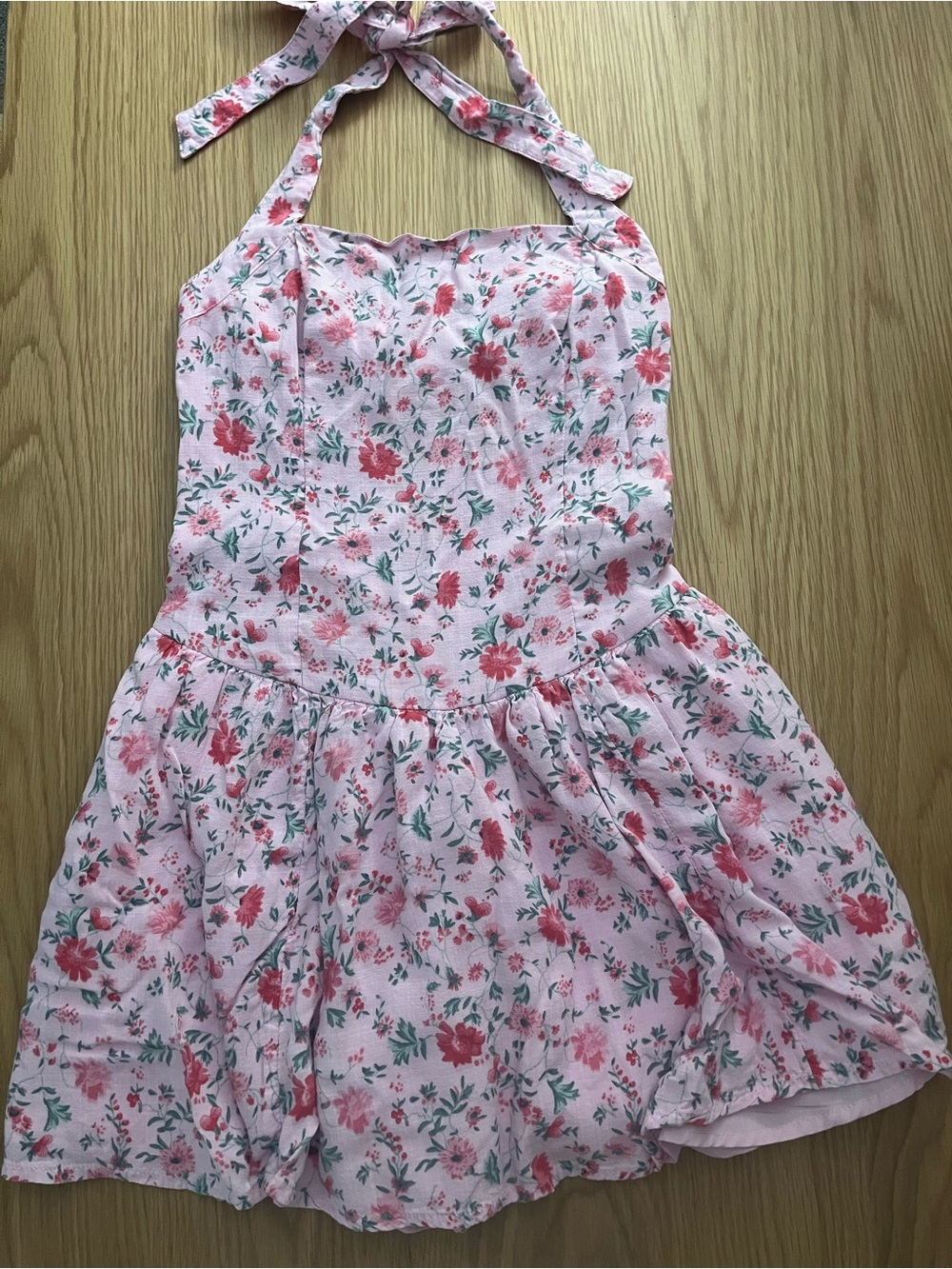 Pink Hollister Floral Halter Dress XS
